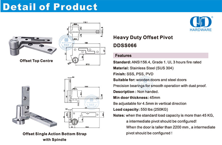Heavy Duty Pivot Hinge Dobradiça pivotante para serviço pesado
