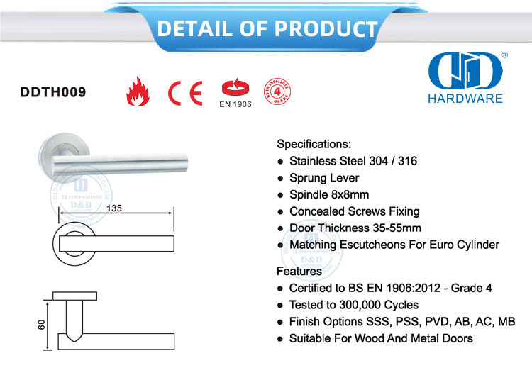Straight Tubular Lever Handle Alça de alavanca tubular reta