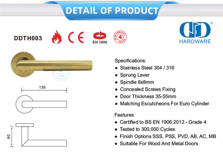 Satin Brass Lever Handles Alças de alavanca de latão acetinado