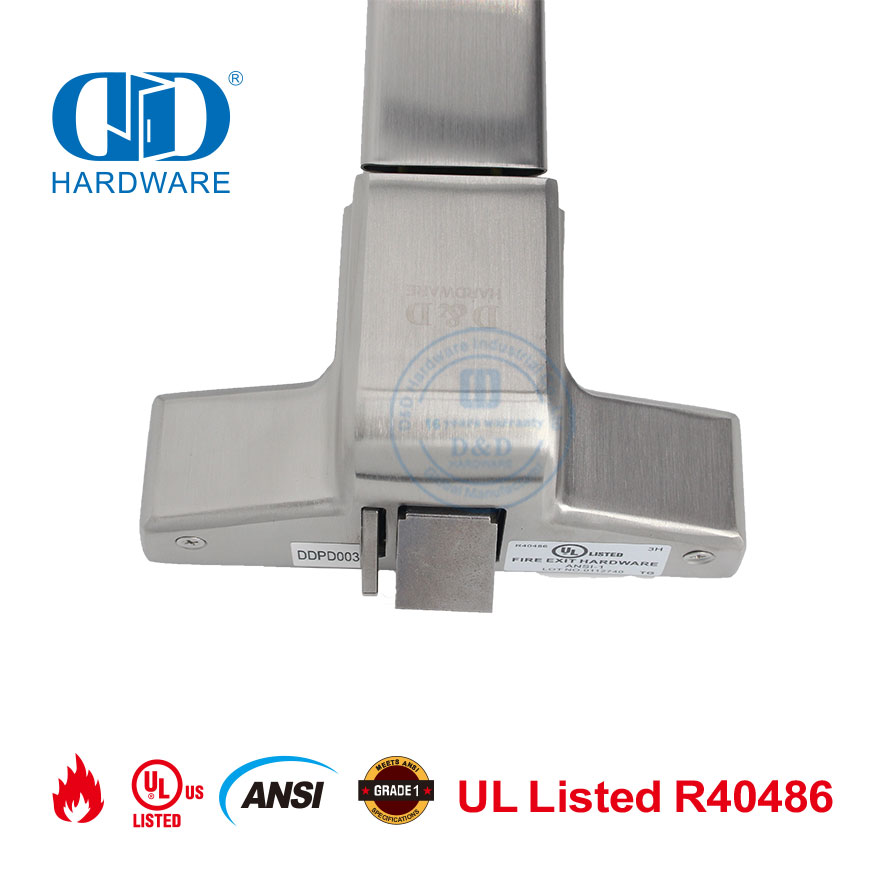 Dispositivo de saída de pânico com barra de pressão para porta comercial com classificação de fogo listado pela UL-DDPD003-SSS
