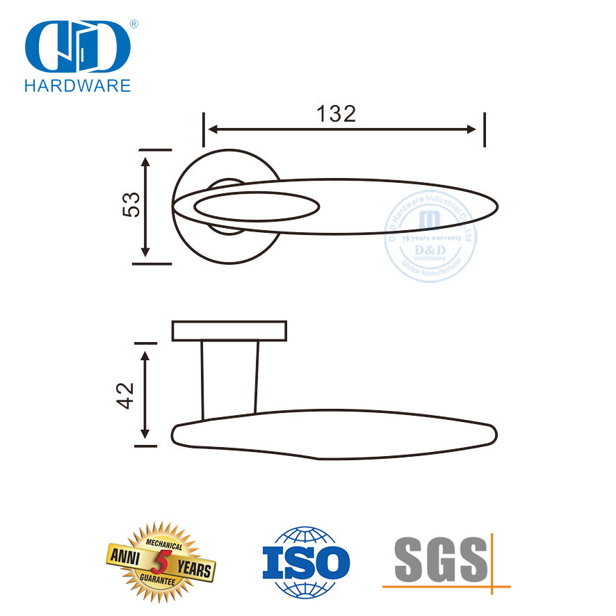 Alça de alavanca tubular de aço inoxidável 304 durável para uso misto Project-DDSH020-SSS