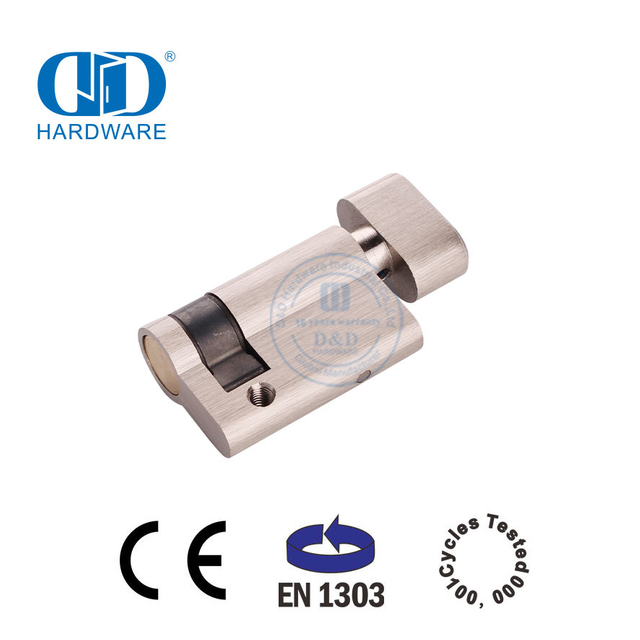 Meio cilindro de níquel acetinado com giro de polegar com certificação EN 1303-DDLC009-45mm-SN