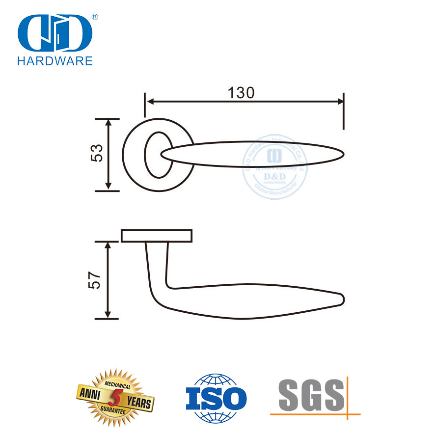 Maçanetas externas comerciais com alavanca sólida prateada de aço inoxidável-DDSH041-SSS