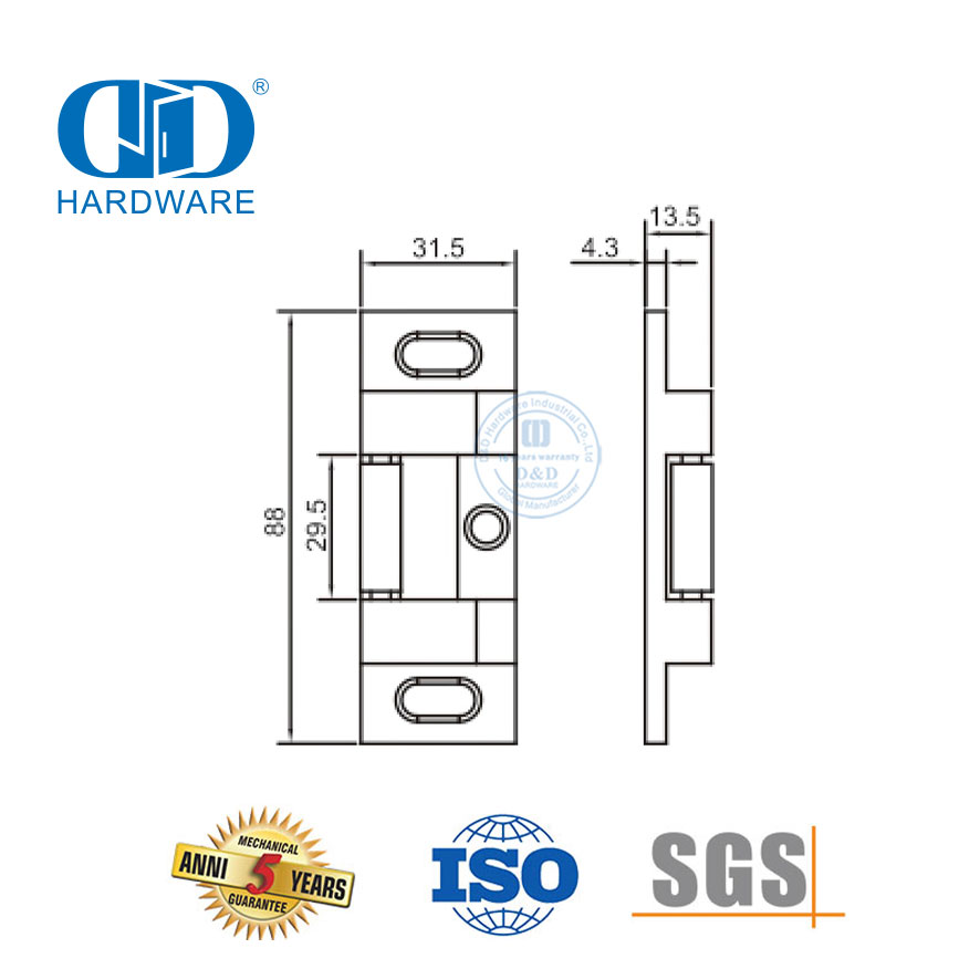 Grelha de aro de hardware de porta única de aço inoxidável para porta única-DDPD043-SSS