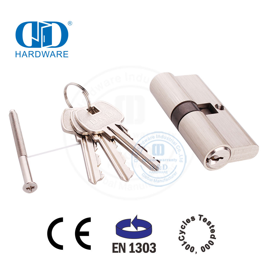 BS EN1303 Cetim Níquel Latão Sólido Euro Lock Cylinder-DDLC003-70mm-SN