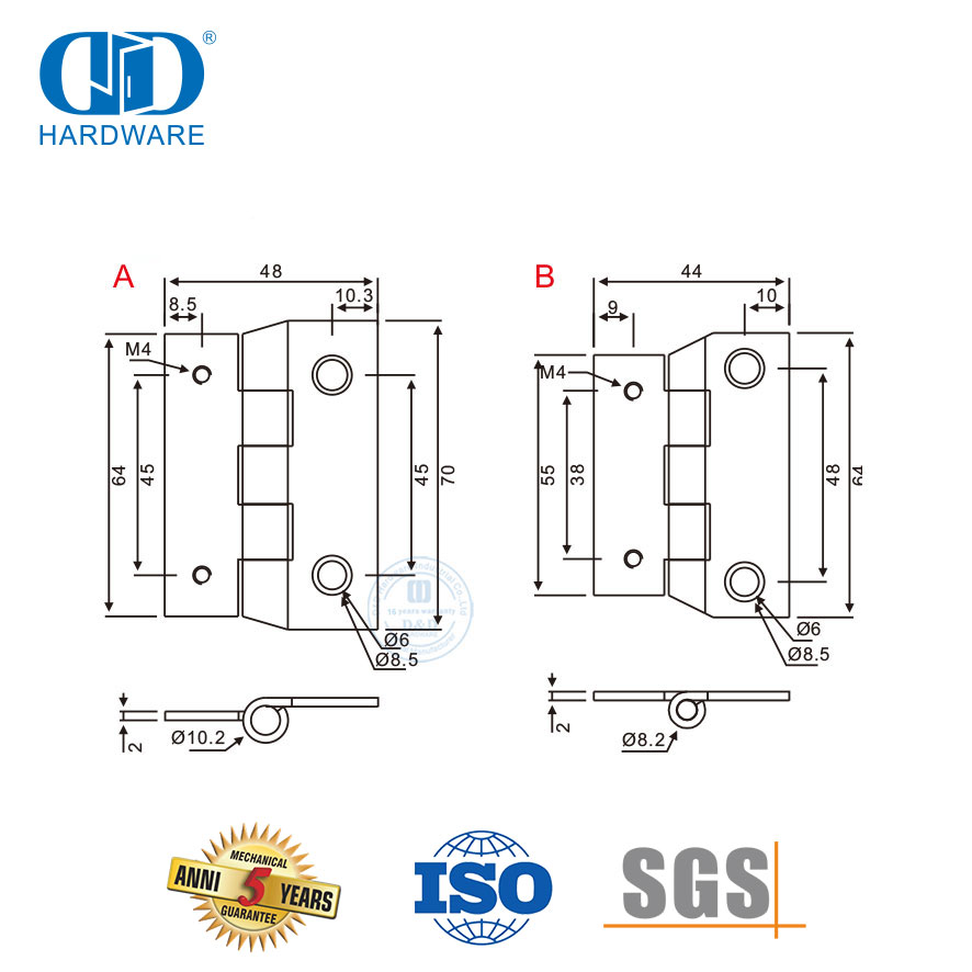 Dobradiça de laboratório de aço inoxidável de segurança-DDSS025