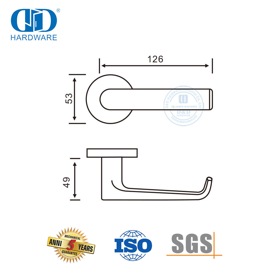 Alças de alavanca sólida de hardware de porta de passagem de alta qualidade de estilo moderno-DDSH036-SSS