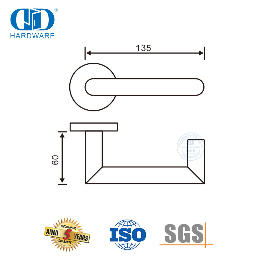 Conjunto de fechadura Mortise Acessórios de hardware Alavanca de ângulo reto duplo Handle-DDTH027-SSS