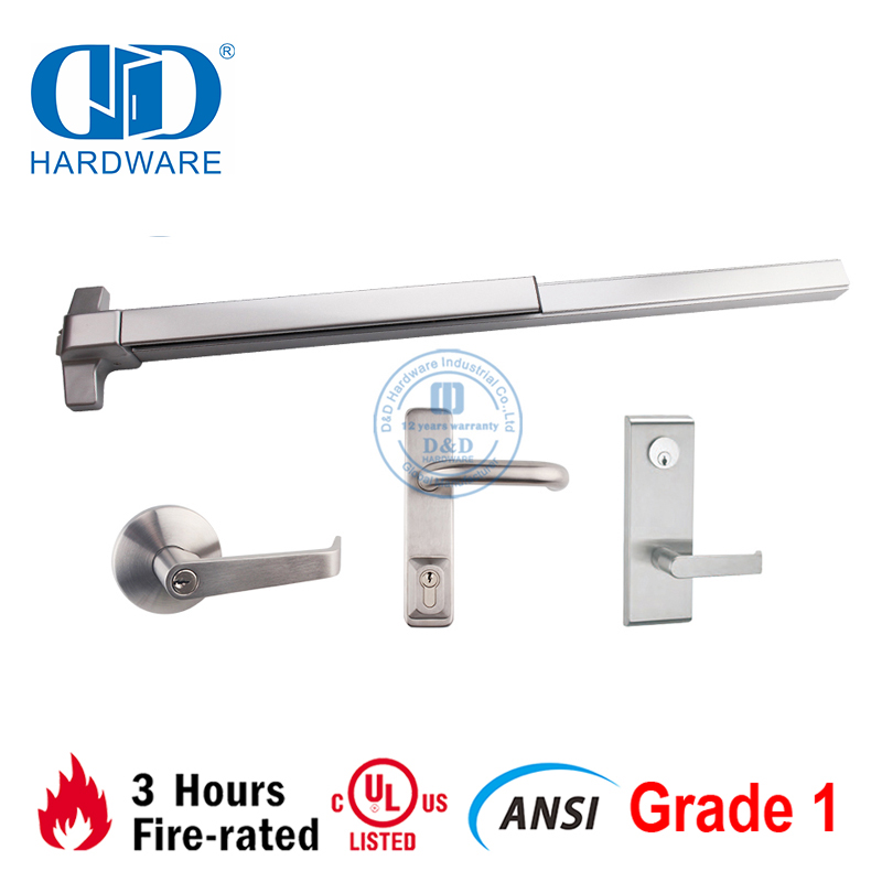 Hardware de porta de saída de pânico entregue em aço inoxidável com fechadura de encaixe-DDPD038-SSS