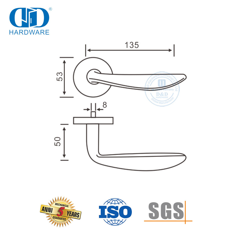 Acessórios de hardware de porta dupla design moderno segurança contemporânea maçaneta de porta sólida-DDSH019-SSS