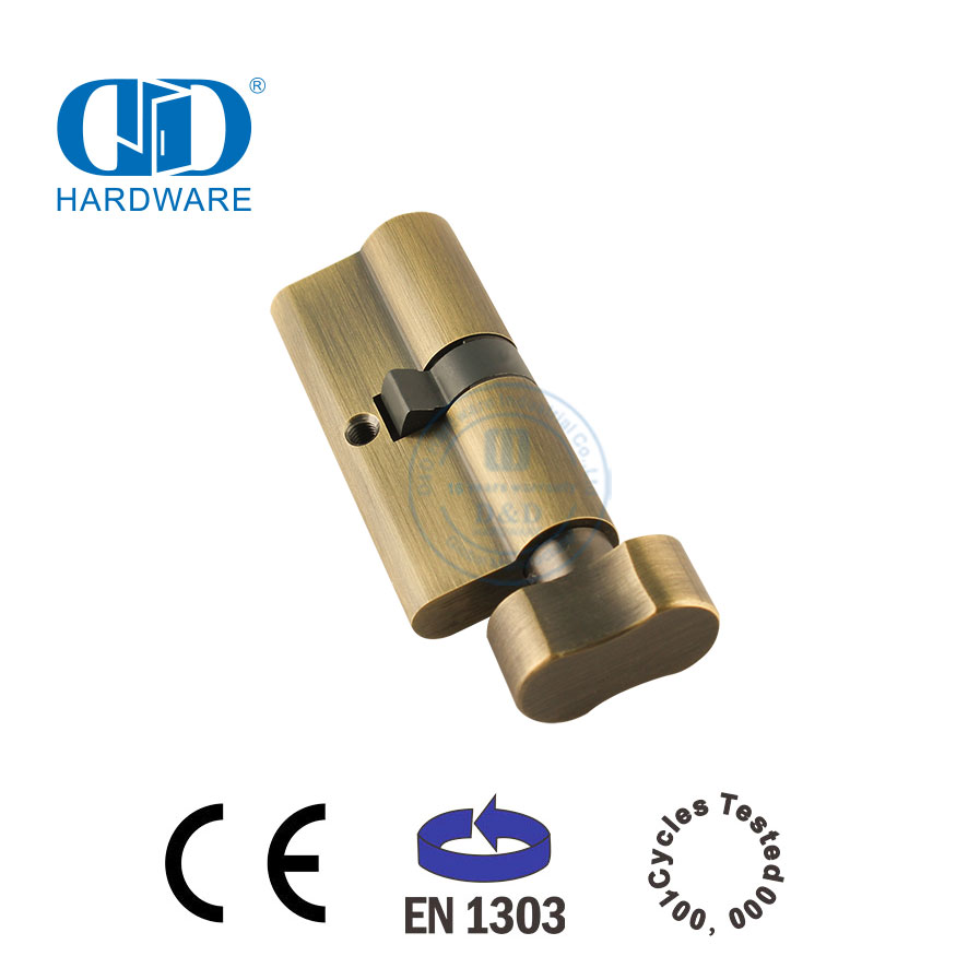 Cilindro de porta de banheiro de perfil europeu de latão antigo EN 1303 para encaixe Lock-DDLC007-70mm-AB