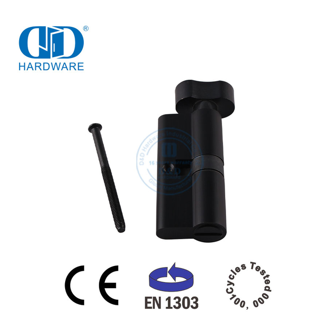 Cilindro sanitário de banheiro preto mate EN 1303 para porta de casa-DDLC007-70mm-MB