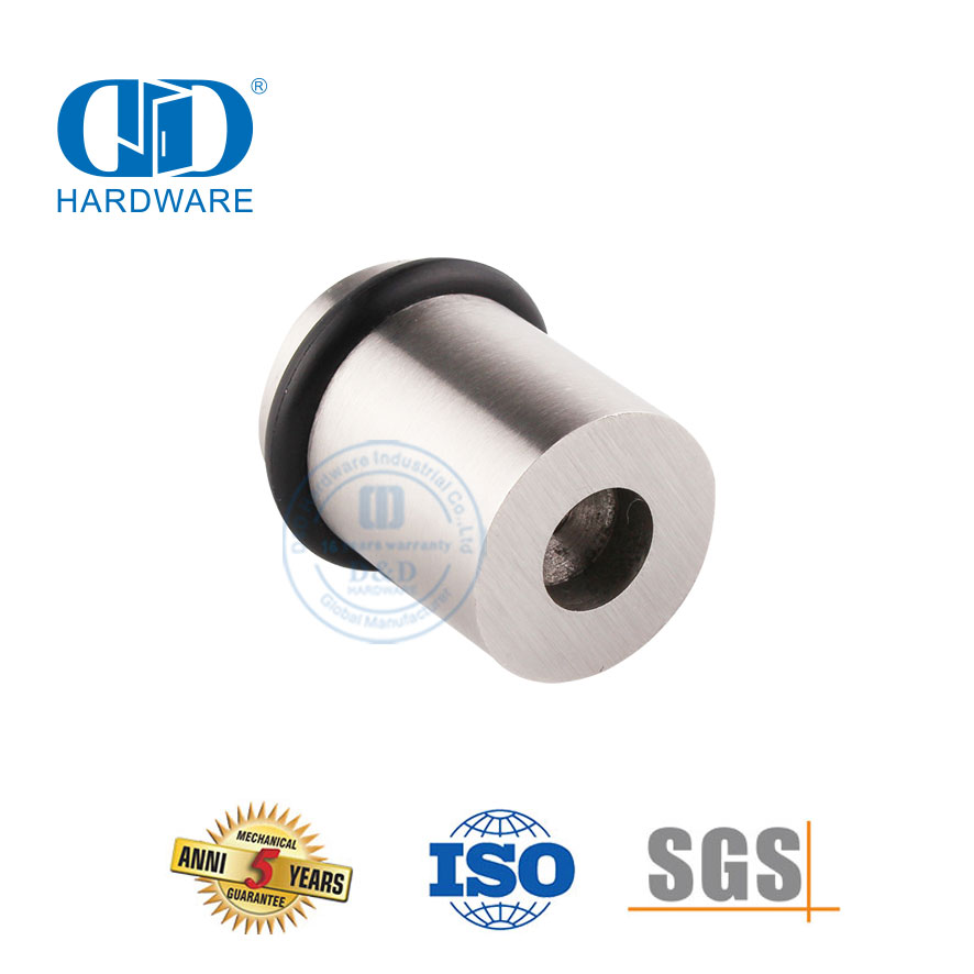 Hardware de porta de hospital Suporte de batente de porta de aço inoxidável de borracha preta acetinada-DDDS011-SSS