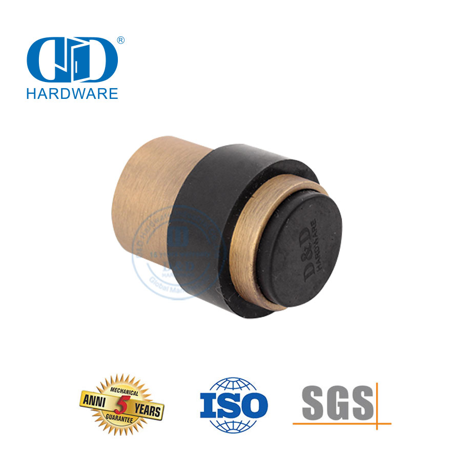 Suporte de trava de porta de liga de zinco de latão antigo amarelo para piso-DDDS009-YAB