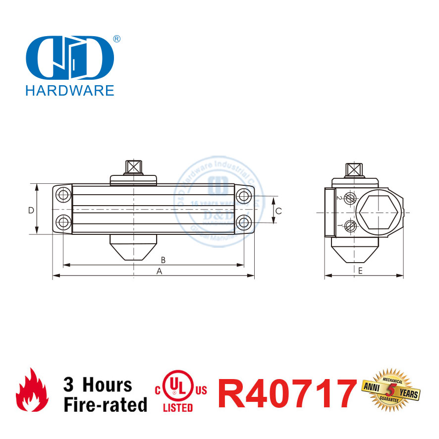 Serviço leve de venda quente 25-45KG 850mm CE UL 10C listado fecho de porta com classificação de fogo-DDDC033