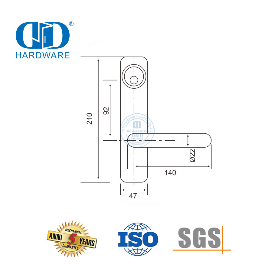 Guarnição da alavanca do escudo de aço inoxidável 304 de boa qualidade para porta comercial-DDPD014-SSS