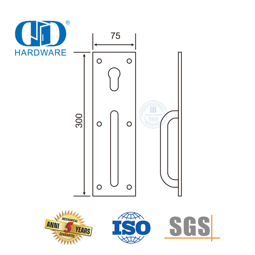 Placa de trava noturna SUS 304 para porta de saída de pânico Lock-DDPD017-SSS