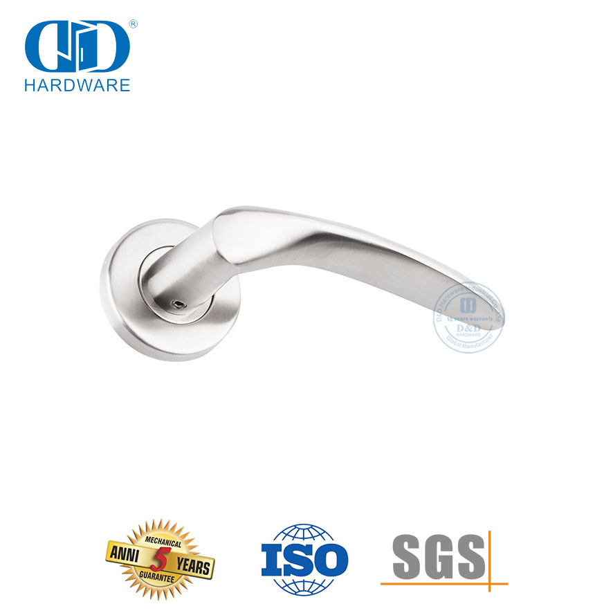 Alça de alavanca sólida tubular de aço inoxidável para banheiro de hotel para porta de madeira-DDSH001-SSS