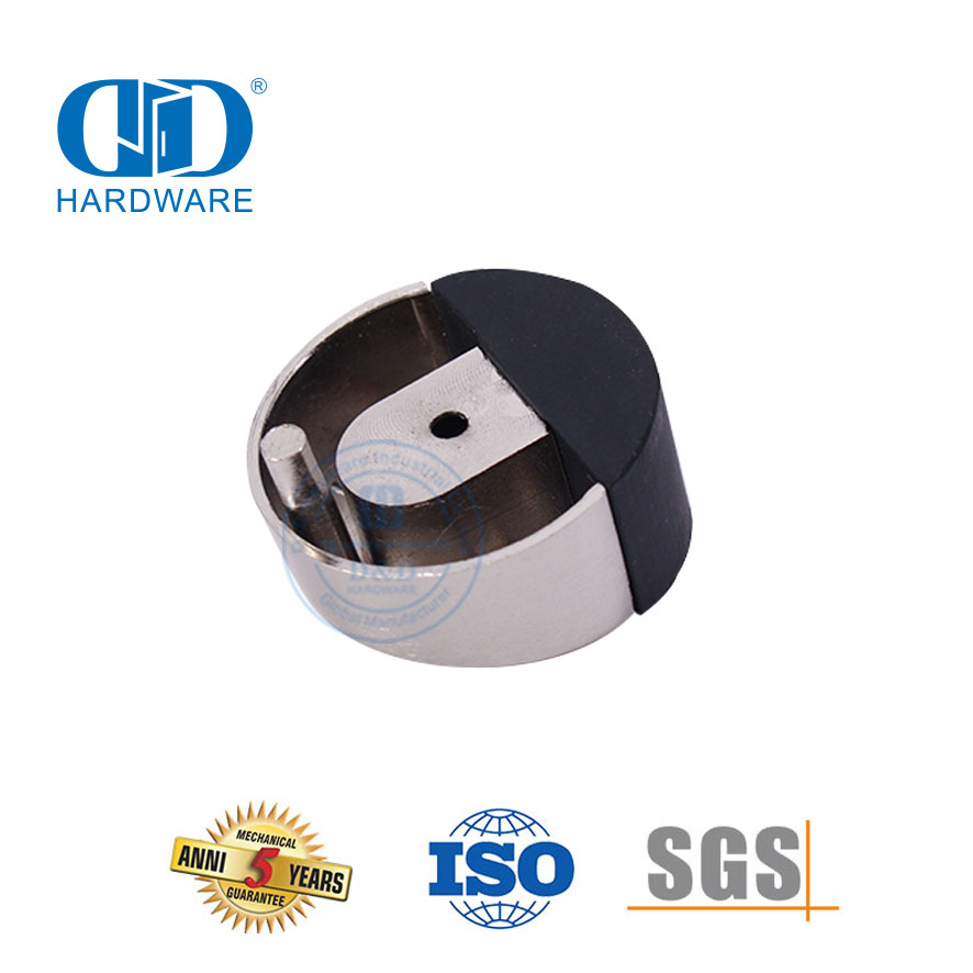 Suporte de porta redonda de piso de metal com acabamento cromado acetinado-DDDS006-SC