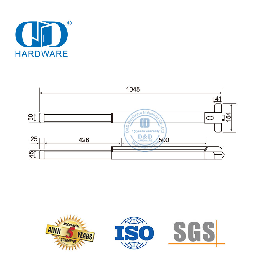 Hardware de saída da barra de toque de aço inoxidável com rotação do polegar Dogging-DDPD007-SSS