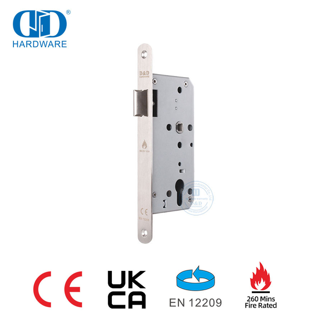 Fechadura de porta com parafuso de trava de certificação EN 12209 com raio Forend-DDML011-6072-SSS