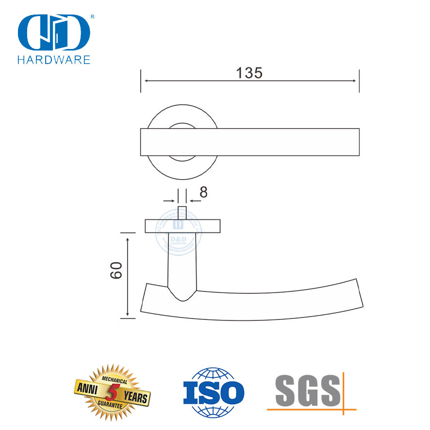 Moderna roseta redonda externa hardware de porta oca alavanca tubular Handles-DDTH013-SSS