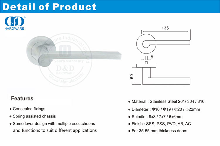 Alças de alavanca em forma de L