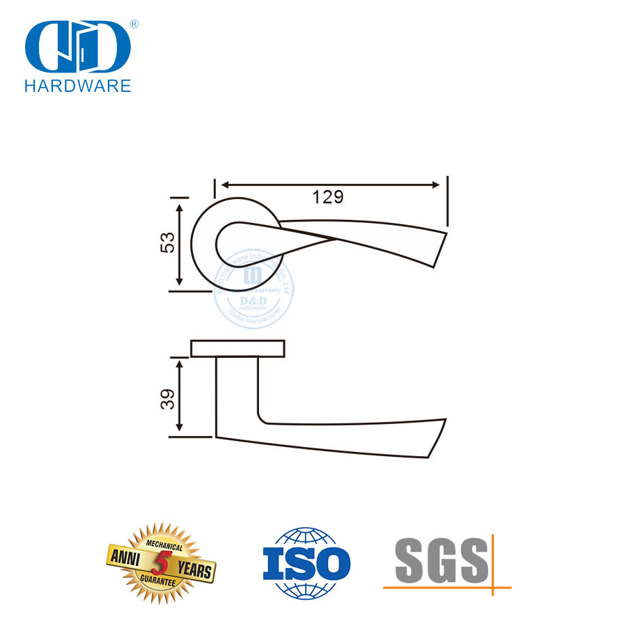 Maçaneta de porta com alavanca oca tipo onda de aço inoxidável com design inovador-DDTH037-SSS
