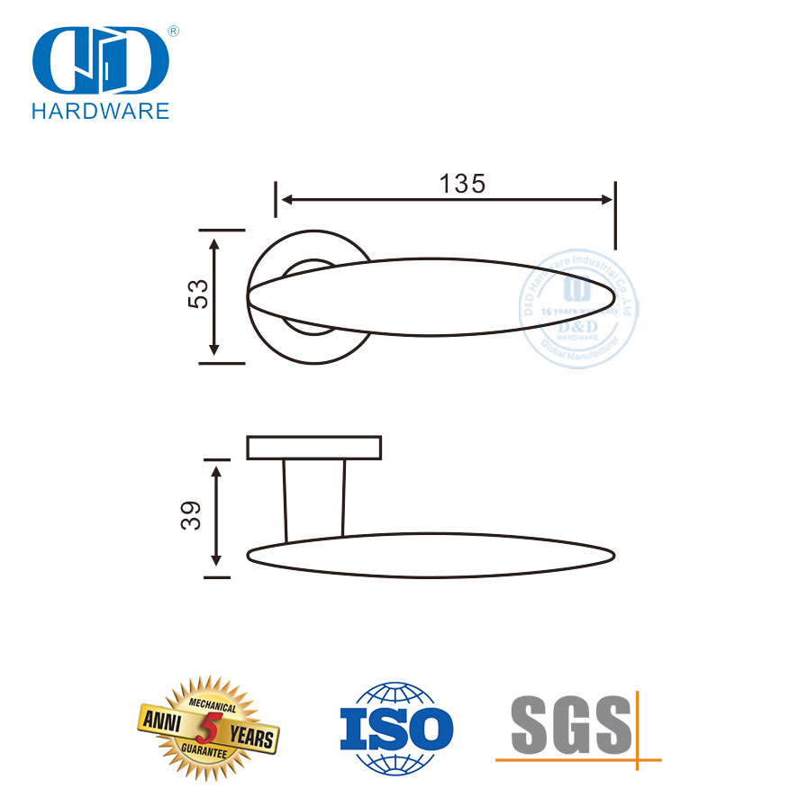 Alça de alavanca de hardware de bloqueio de encaixe em aço inoxidável sólido moderno para hotéis-DDSH021-SSS