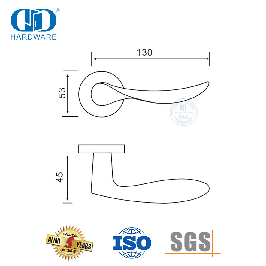 Hardware da porta principal SS 316 tipo onda alça de alavanca sólida-DDSH006-SSS