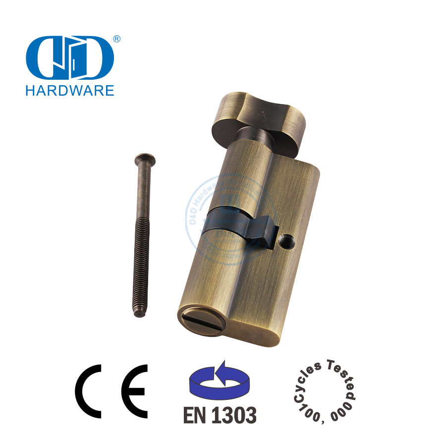 Cilindro de porta de banheiro de perfil europeu de latão antigo EN 1303 para encaixe Lock-DDLC007-70mm-AB