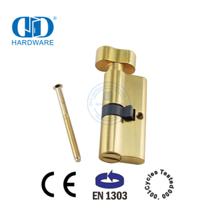 Cilindro de fechadura de porta de banheiro estilo europeu EN 1303 de latão polido-DDLC007-70mm-PB