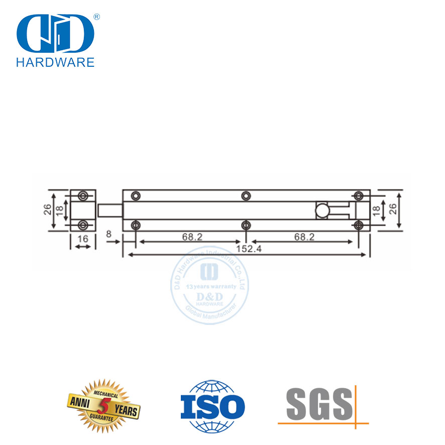 Parafuso de segurança da porta do parafuso da torre do hardware da porta de aço inoxidável com tamanhos diferentes-DDDB024-SSS