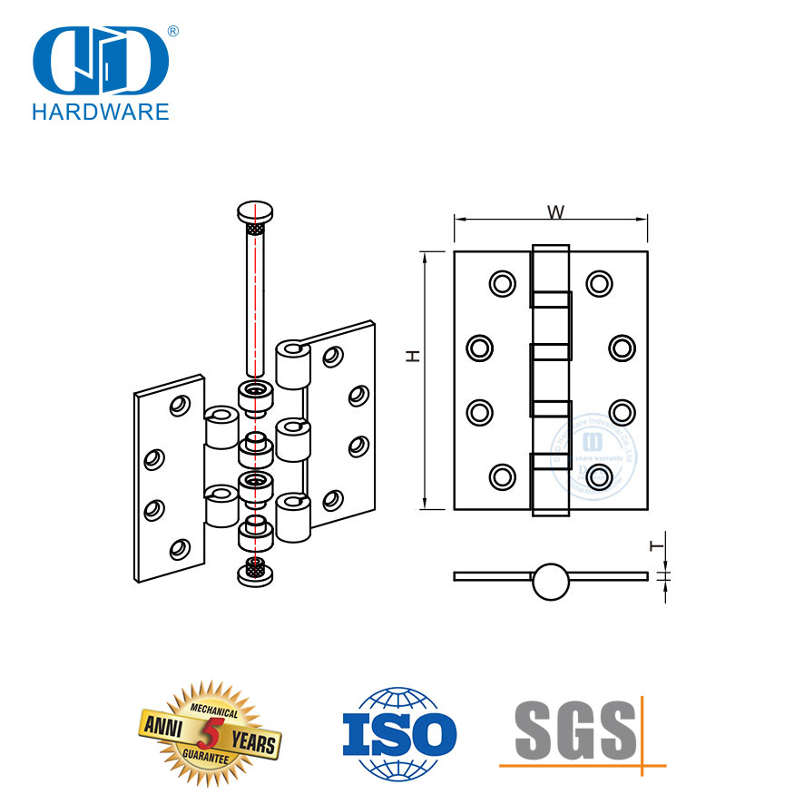 Dobradiça de porta de rolamento duplo de aço inoxidável com função antifricção-DDSS063