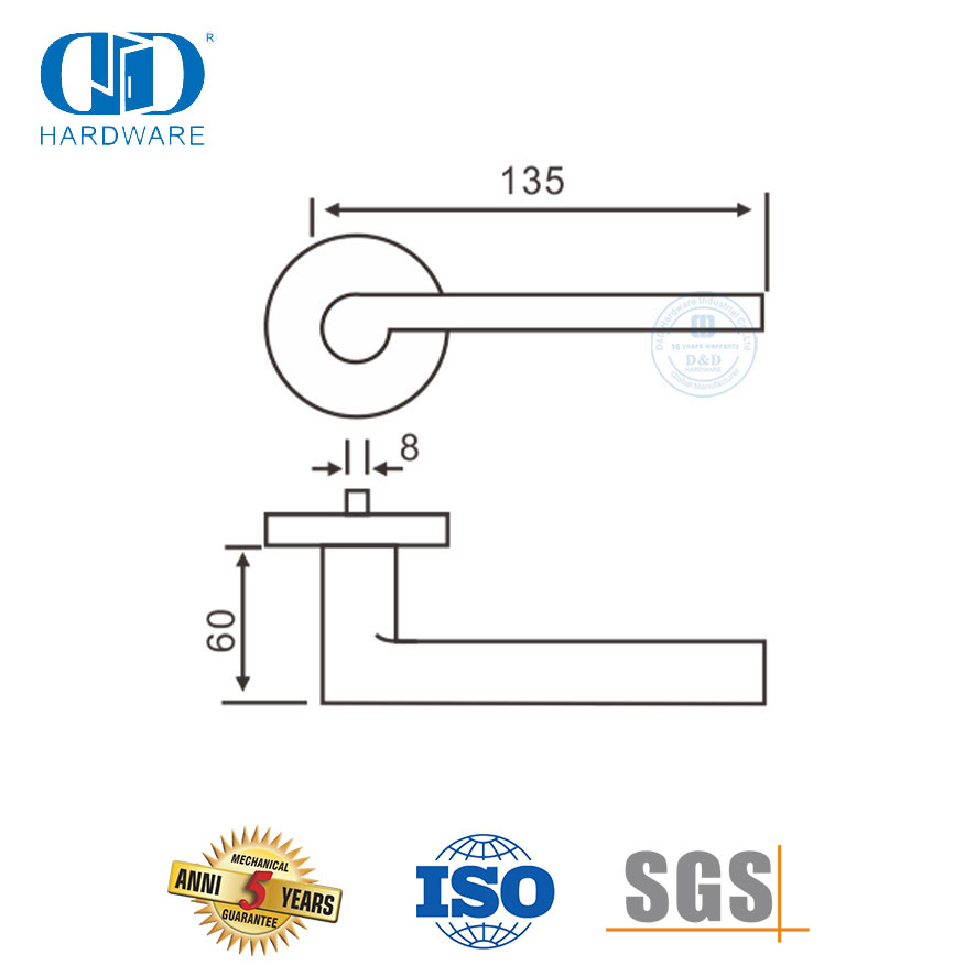 Alavanca de segurança em forma de L de boa qualidade padrão Euro-DDTH022-SSS