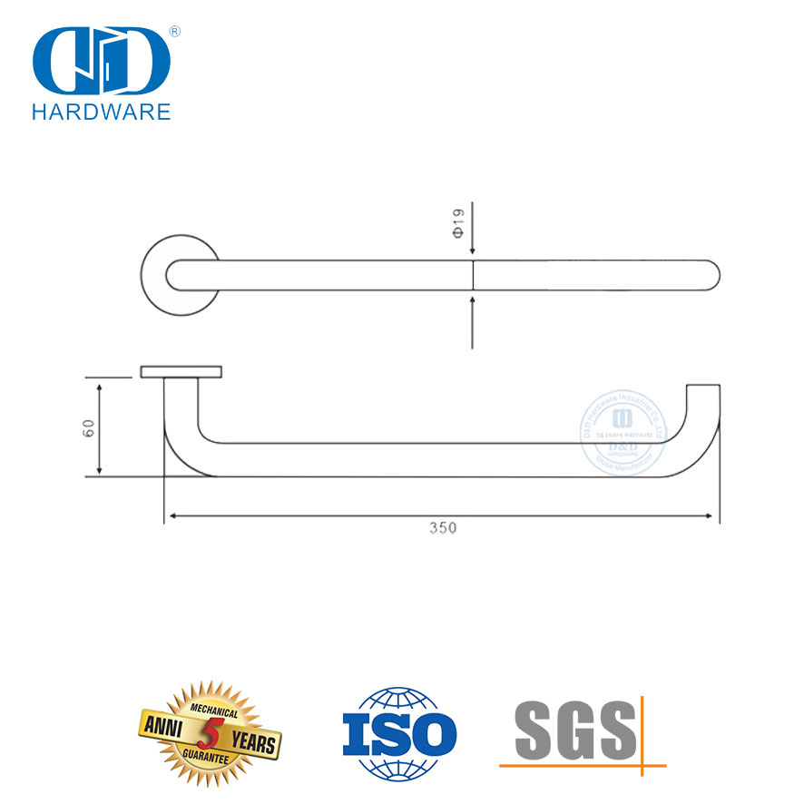 Maçaneta de porta com alavanca longa de aço inoxidável para banheiro-DDTH037
