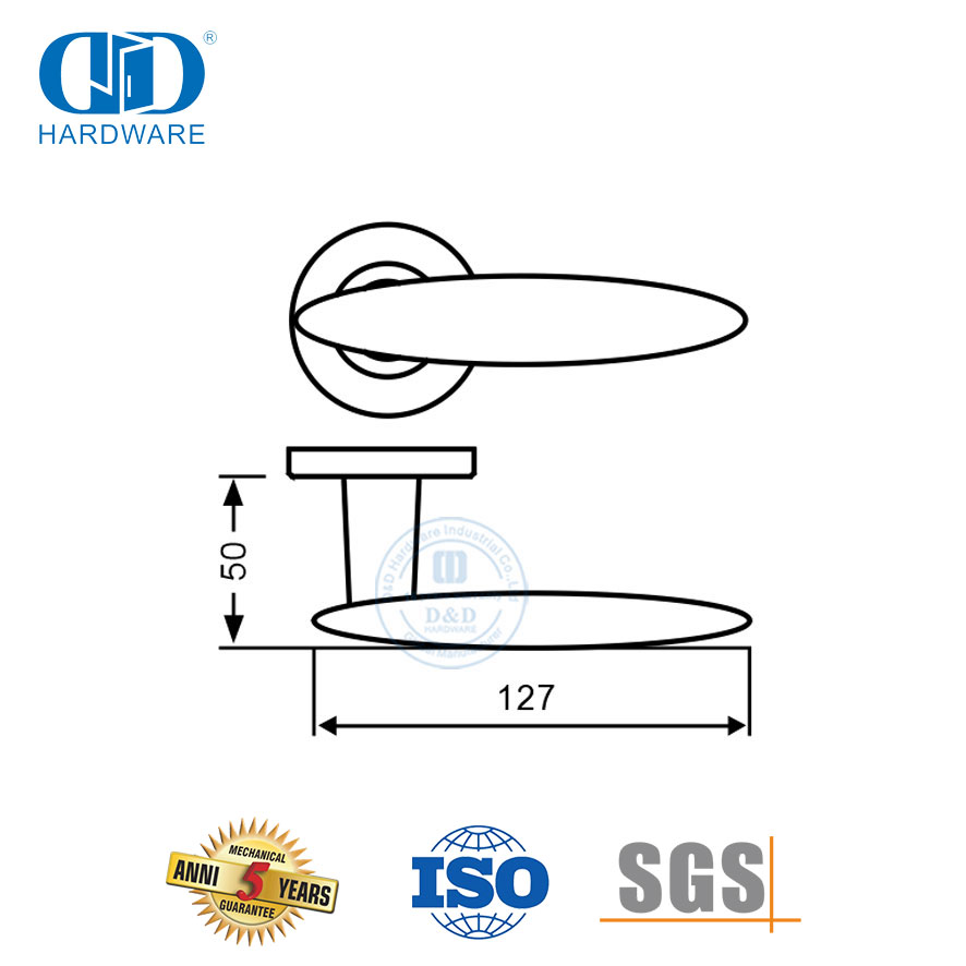 Hardware de fechadura de porta principal de madeira nivelada que funde alavanca oca Handles-DDTH042-SSS