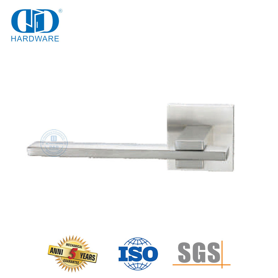 Alavanca de maçaneta de porta externa prateada de aço inoxidável para porta de metal-DDTH047-SSS