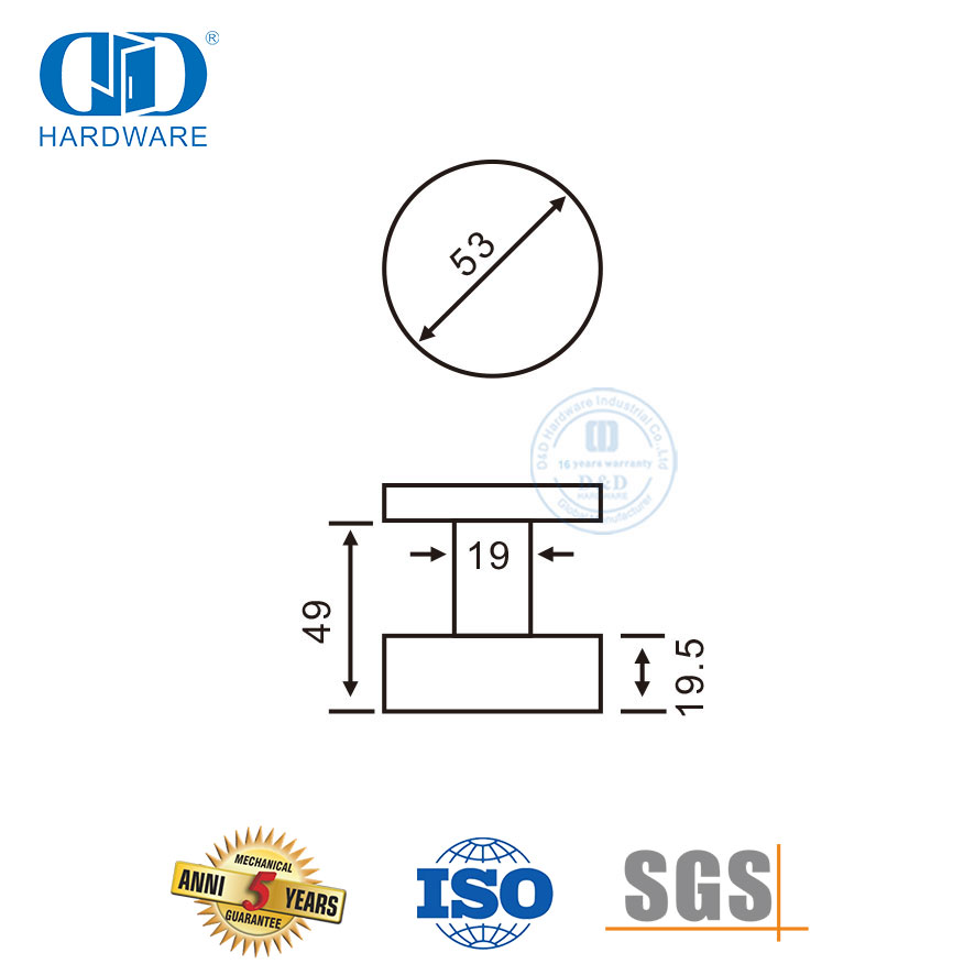 Maçaneta redonda sólida de aço inoxidável para porta externa-DDSH039-SSS