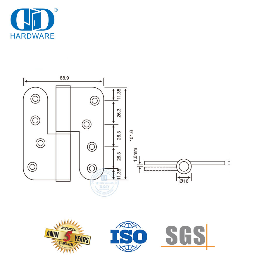 Dobradiça de elevação de hardware de porta de metal de aço inoxidável de alta segurança-DDSS021