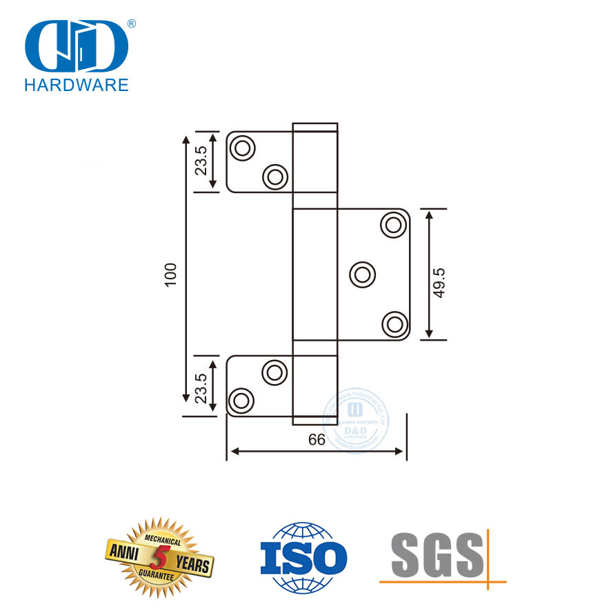 Dobradiça de três folhas em aço inoxidável para porta dobrável-DDSS042