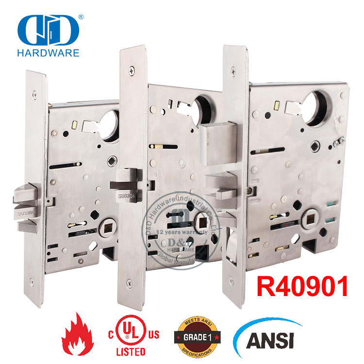 Conjunto de fechadura de encaixe para porta de saída de hardware com classificação UL ANSI para dormitório-DDAL13