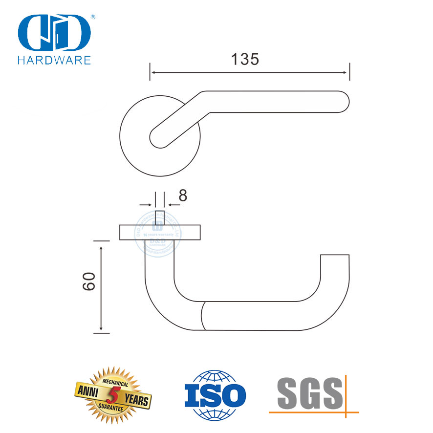 Maçaneta de porta para deficientes em aço inoxidável de estilo simples de boa qualidade-DDTH016-SSS