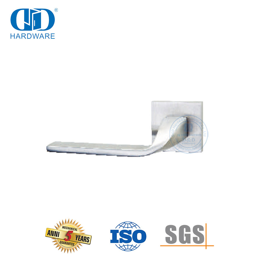 Maçaneta de porta com alavanca sólida de roseta quadrada de aço inoxidável com simplicidade-DDSH055-SSS