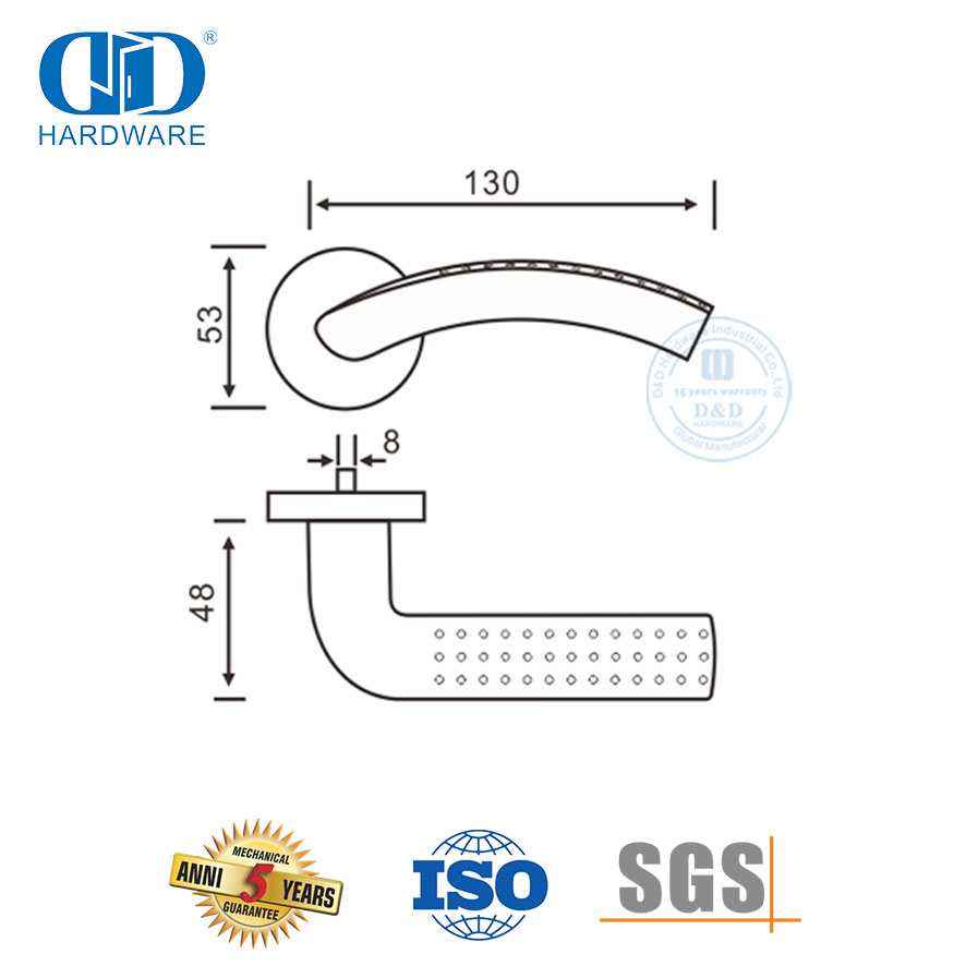 Alça de alavanca sólida polida acetinada de aço inoxidável com design antiderrapante-DDSH029-SSS