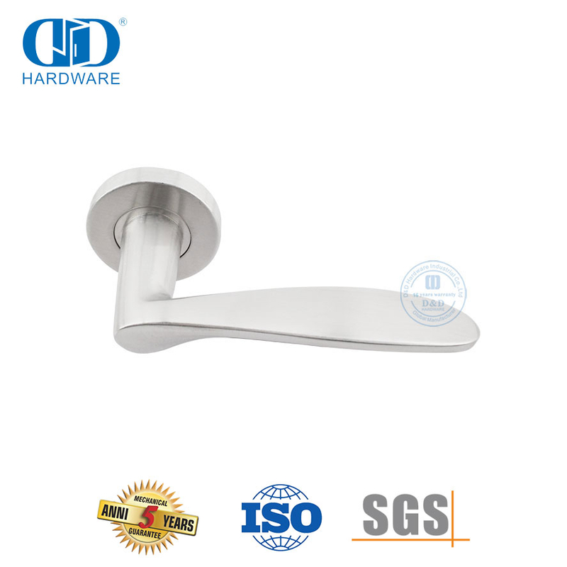 Alça de alavanca sólida tubular de aço inoxidável para banheiro de hotel para porta de madeira-DDSH001-SSS