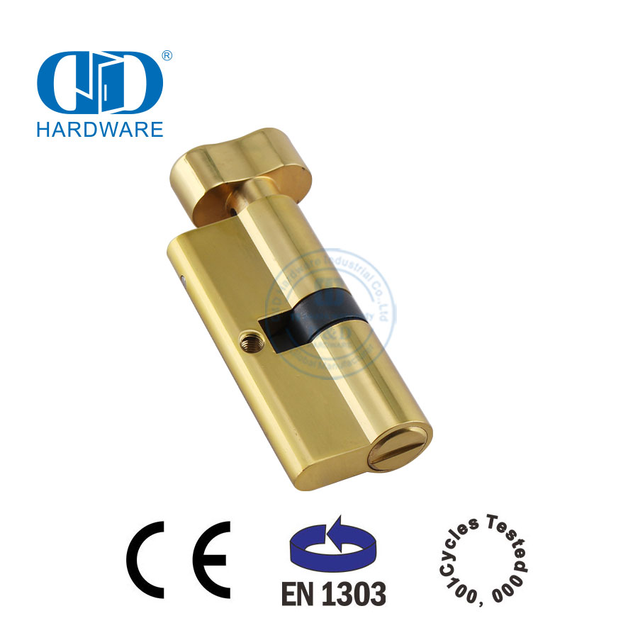 Cilindro de fechadura de porta de banheiro estilo europeu EN 1303 de latão polido-DDLC007-70mm-PB