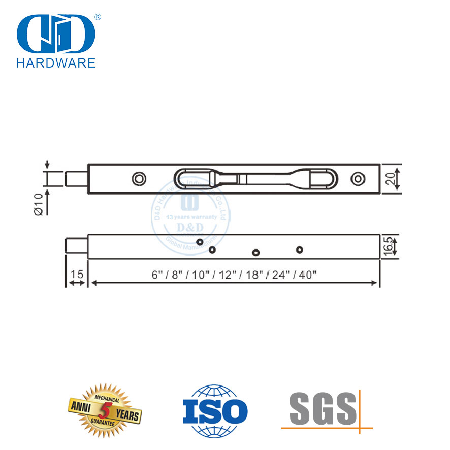 Tipo de caixa de parafuso de trava nivelada de ação de alavanca de aço inoxidável para porta de madeira-DDDB008-SSS