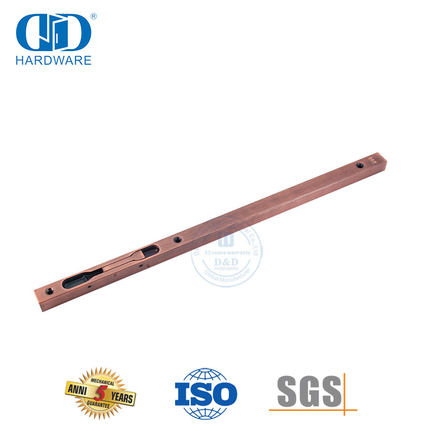 Parafuso de porta embutido de cobre antigo de aço inoxidável de 12 polegadas para porta de madeira-DDDB008-AC