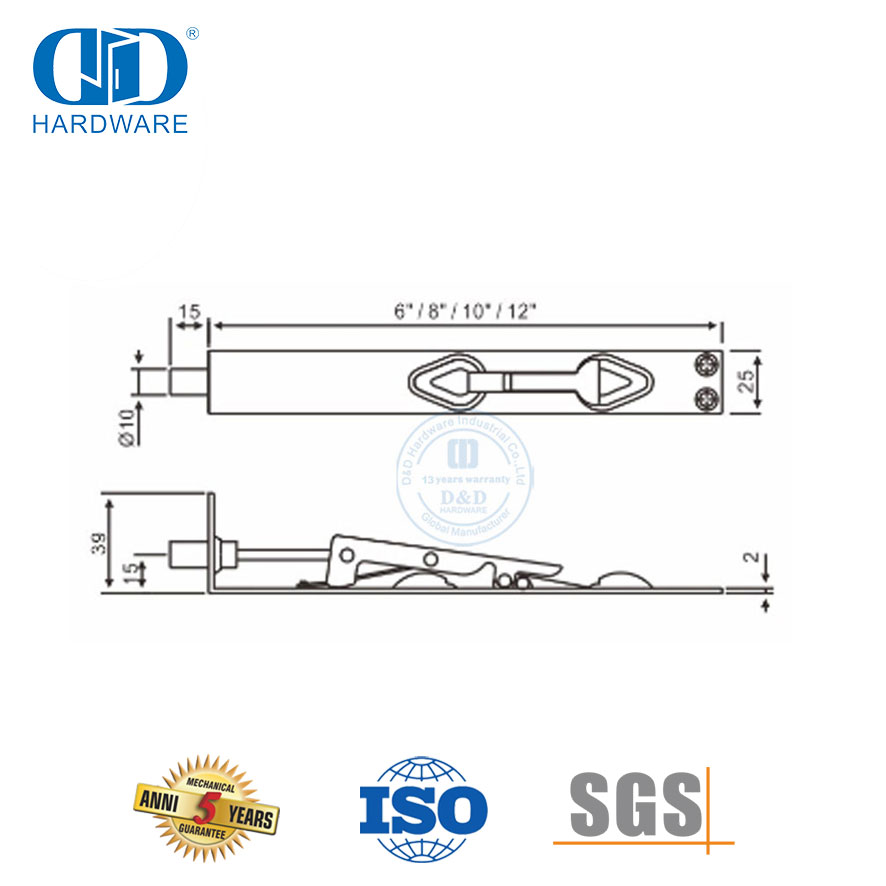 Parafuso nivelado durável de alta qualidade em aço inoxidável para porta de madeira-DDDB006-SSS